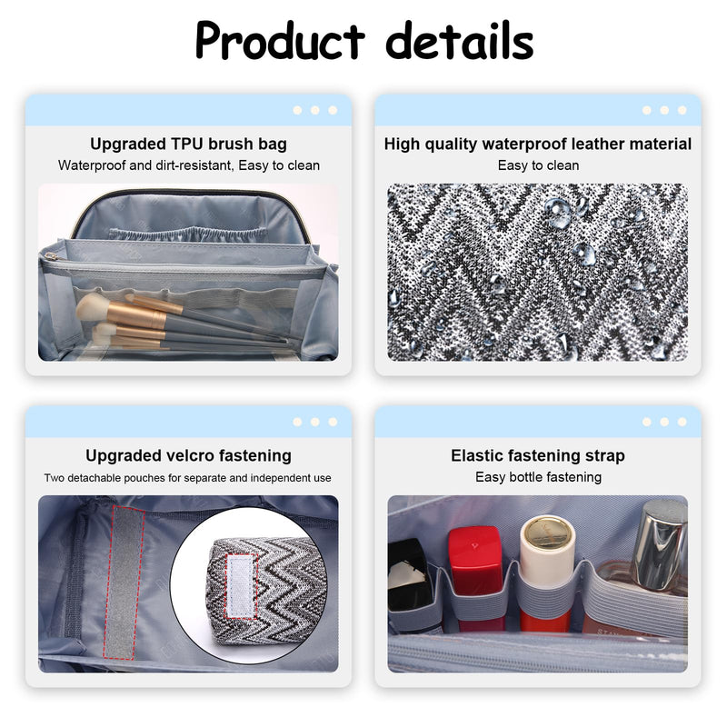 BOYATU Travel Makeup Bag Cosmetic Bags for Women: 3-Piece Makeup Bag Set (J-3-Black)