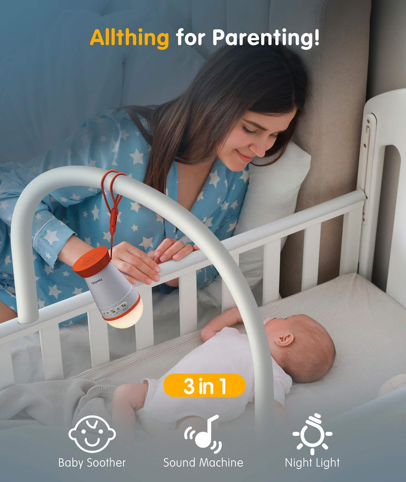 [Australia] - Portable Sound Machine for Baby Kids with Night Light - Recharge Battery, 13 Soothing Sounds, Shushing Baby White Noise Machine for Sleeping, Baby Sleep Soother Registry Gift, Baby Shower 