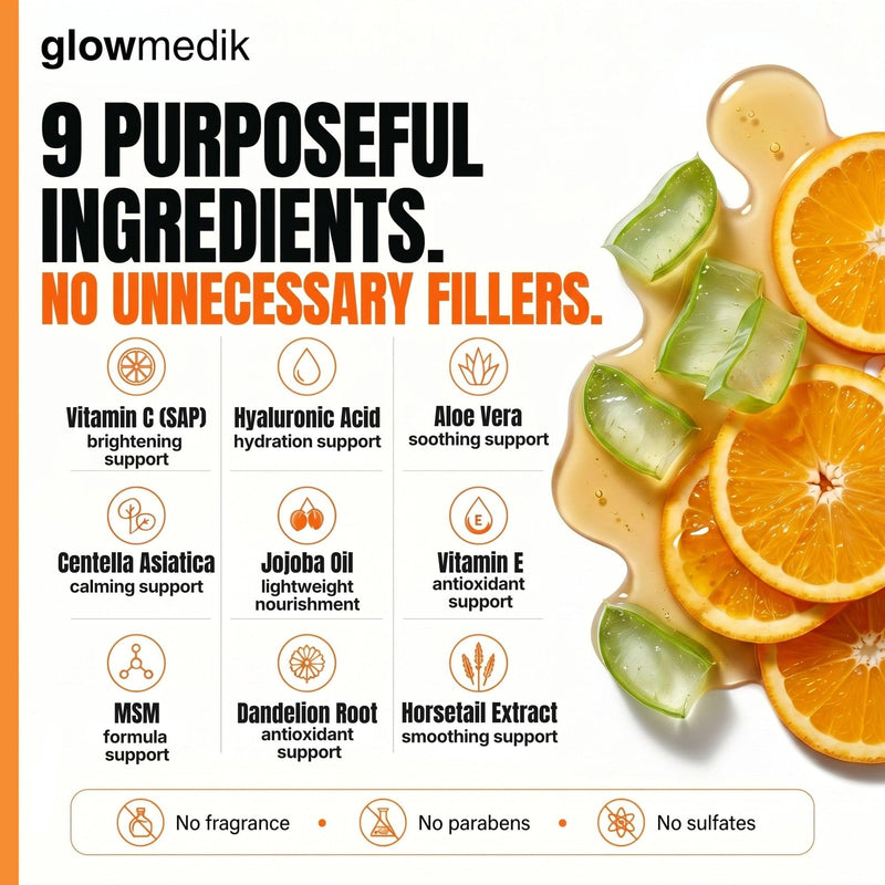 GlowMedik Vitamin C Serum for Face - Illuminating Brightening Serum for Dark Spots - Dark Spot Corrector with Hyaluronic Acid & Vitamin E - Fine Lines & Wrinkles, Sensitive Skin, Made in USA 2 fl oz 2 Fl Oz (Pack of 1)