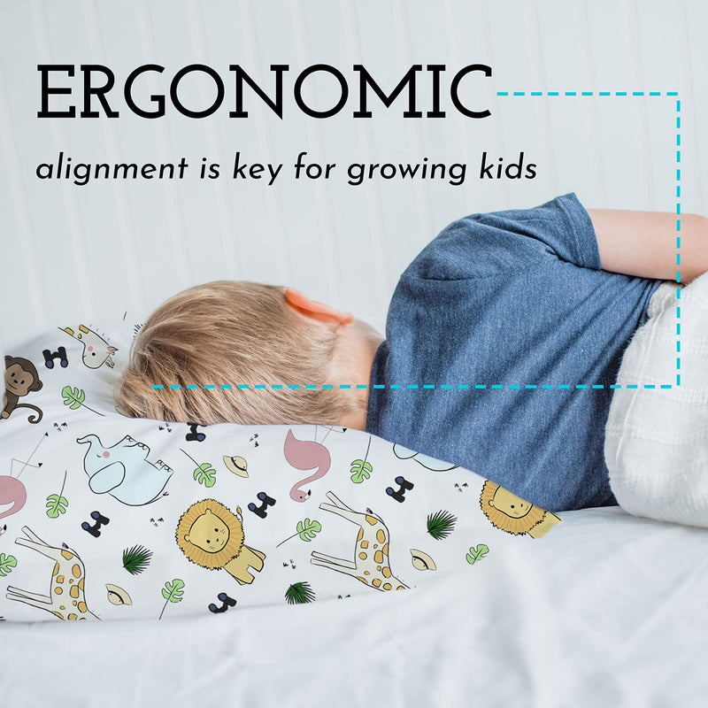 [Australia] - Little Sleepy Head Toddler Pillow with Pillowcase 13x18 - Kids Pillow for Sleeping - Toddler Pillow - Better Neck Support Ergonomic Pillow and Toddler Pillowcase - Best Pillows for Kids (Safari) Toddler (13x18) Safari 