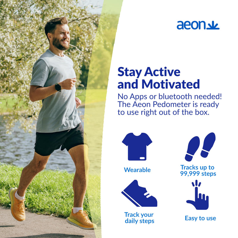 [Australia] - Aeon Rechargeable 3D Pedometer with Step Counter ‚Äì Silent Motion Sensor, Large LCD Backlight Display, USB Charging, Belt Clip & Lanyard - Accurate Fitness Tracker 