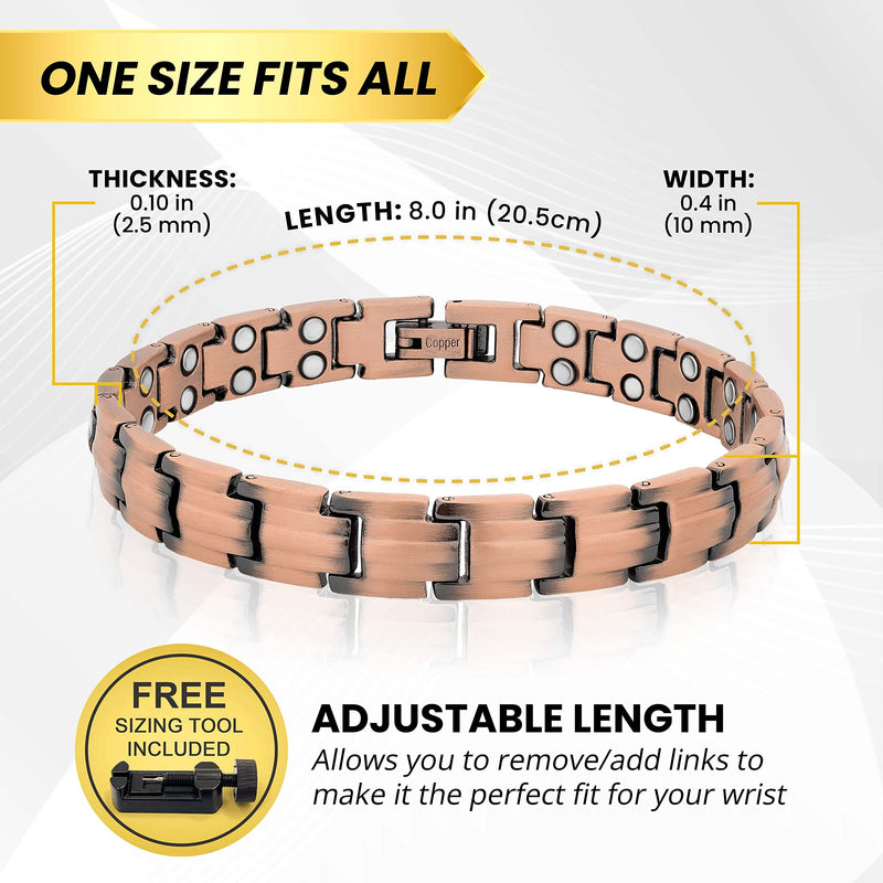 [Australia] - MagnetRX® Pure Copper Bracelets for Women – Ultra Strength Magnetic Copper Bracelet for Women – Adjustable Bracelet Length with Included Sizing Tool Classic Style 