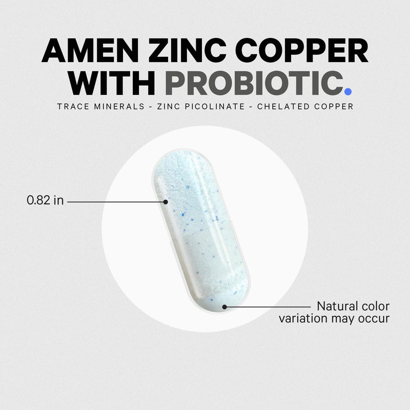 [Australia] - Amen Zinc & Copper Supplement + Probiotics, 3 Months Supply, One Per Day - 50 mg Zinc Picolinate Vitamin Pills - Essential Minerals Supplements ‚Äì 2 Billion CFUs Probiotic ‚Äì Vegan, Non-GMO, 90 Capsules 