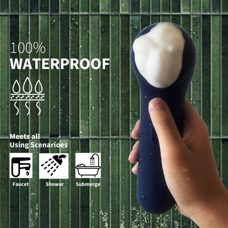 [Australia] - Premium Facial Cleansing Brush,Waterproof Face Scrubber,Spin & Sonic Modes with 3 Intensities,Magnetic 3-Head System for Deep Pore Cleaning, Gentle Exfoliation & Sensitive Skin Care - for Women & Men Black 