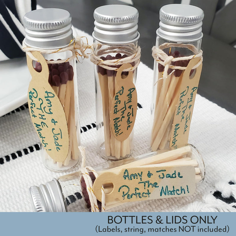 [Australia] - Darware Party Favor Matches Jars (24-Pack): Empty Glass Vials with Strike Stickers for Wedding Favors and DIY Gifts 