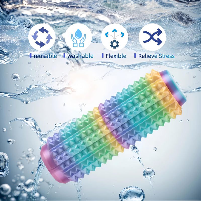 [Australia] - Little Ouchies Fidget Clicker (2 Pack) - Pain Stim Sensory Tool for ADHD Kids & Adults, Stress Relief Focus Keychain for Anxiety Autism, Portable Spiky Grippie Pocket Toy - Novelty Gifts for Friend Rainbow+deep Purple 
