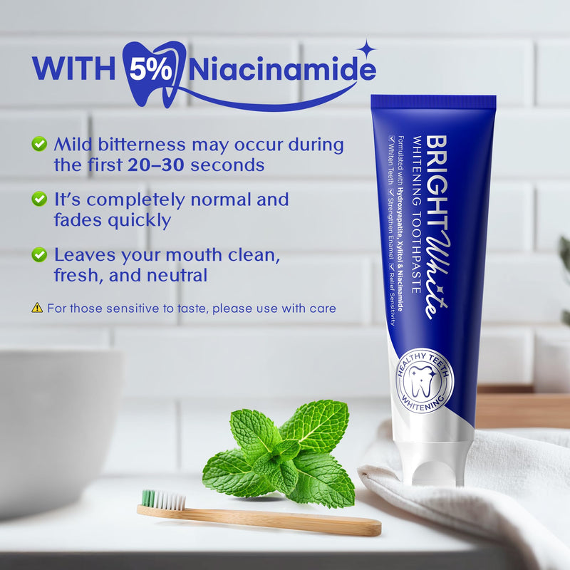[Australia] - PearlSmile Hydroxyapatite Niacinamide Whitening Toothpaste – 5% Niacinamide + 10% Nano-Hydroxyapatite (nHAp) – Strengthens Enamel & Remineralizes – Fluoride-Free, 4.2oz (Pack of 1) 4.2 Ounce (Pack of 1) 