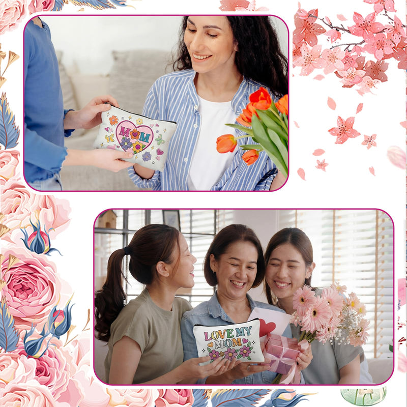 24 PCS Mother's Day Crafts Kit Women Makeup Bag Color Your Own Inspirational Quotes Canvas Cosmetic Bags DIY Make Your Own Art Project for Mom Grandma Gifts Mother's Day Travel Activities