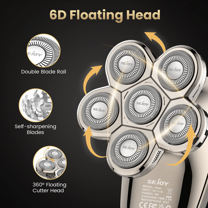 [Australia] - Electric Razor for Bald Men, Head Shavers for Men 5-in-1 Multifunctional 6D Electric Head Shaver Waterproof Recharageable Rotary Shaver Grooming Kit Mens Electric Shaver 
