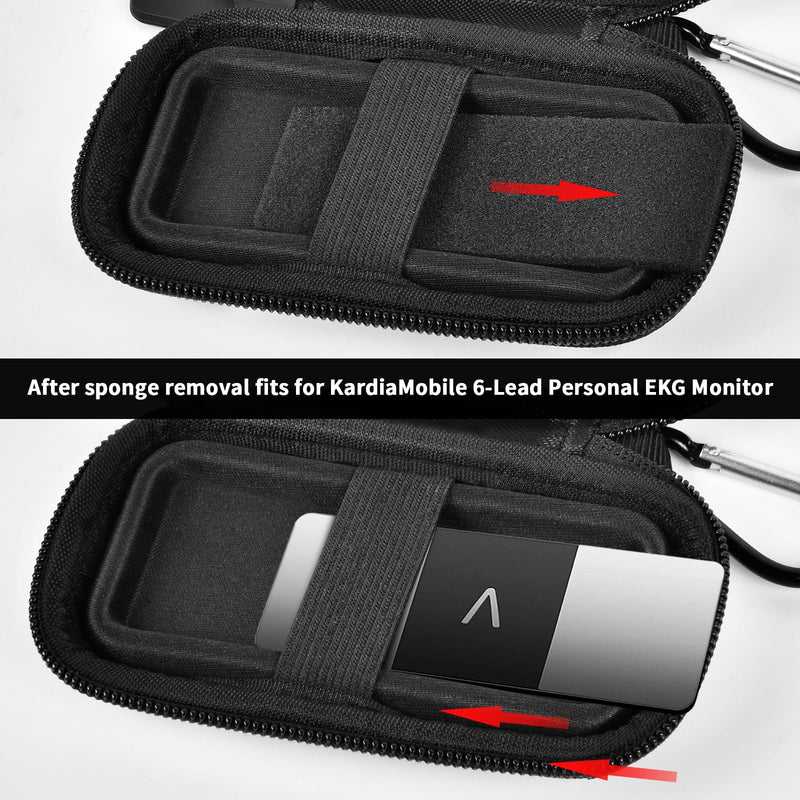 [Australia] - Case for KardiaMobile 1L 6L Personal EKG Monitor, Storage Holder Fits for Sec Portable Heart Rate Monitor, Cardiac Mobile Heart Monitor Bag Organizer（Pill Box Included）(Box Only) (Full Black) 