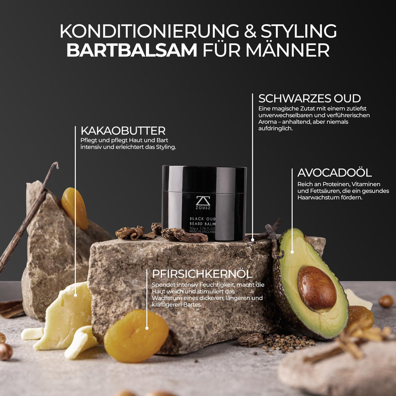 [Australia] - ZOUSZ Black Oud Beard Balm for Men with Shea Butter - Premium Beard Balm/Beard Conditioner/Beard Softener Men | The ultimate non-greasy beard care for men, 50 ml 50 ml (pack of 1) 