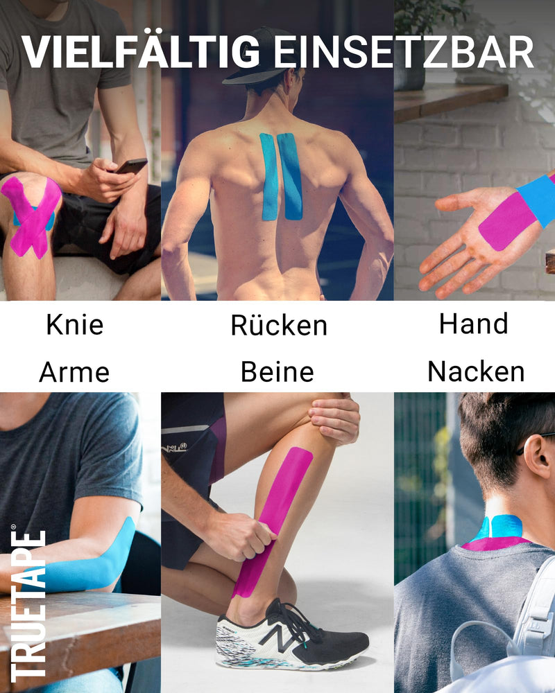 [Australia] - TRUETAPE® Kinesiotape - BASIC Uncut Duo - 2x rolls (5 m x 5 cm) uncut - Waterproof & Elastic Kinesiology Tape - Physiotape with strong adhesive power for everyday life & sports - Blue & Pink Blue + Pink 