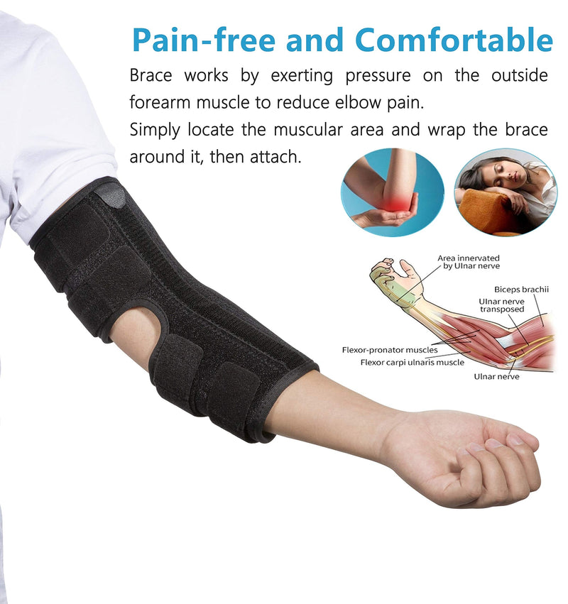 Elbow Brace Support Splint for Cubital Tunnel Syndrome and Arthritis Pain Relief , Adjustable Angle Stabilizer Brace ,Prevent Excessive Bending at night,Fits left and right Arms for Woman and Man- L Large