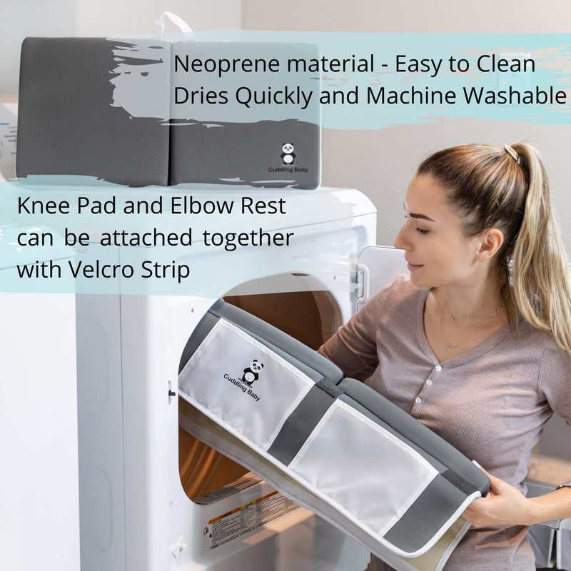 [Australia] - Bath Kneeler and Elbow Rest Pad Set - 2PC Premium Baby Bath Mat Set - Non-Slip Kneeling Pad with Storage Pockets - Machine Washable, Durable Foam Pad Bundle - Gray Grey 