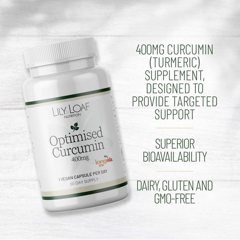 Lily & Loaf Optimised Curcumin 400mg – Organic Turmeric Supplement with Longvida® Technology – High Absorption Anti-Inflammatory & Antioxidant Support – Vegan, Gluten-Free, 30 Capsules