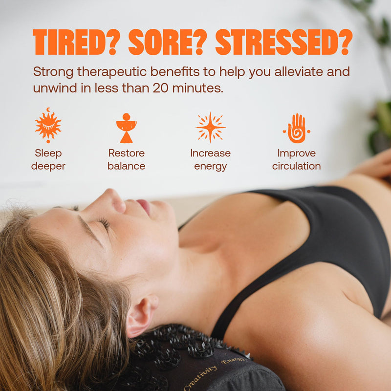 [Australia] - ShaktiMat Classic Acupressure Neck Pillow, Original Intensity in Black, Sustainable & Durable, Relieves Stress & Tension, Promotes Relaxation & Focus, FSA/HSA Eligible 