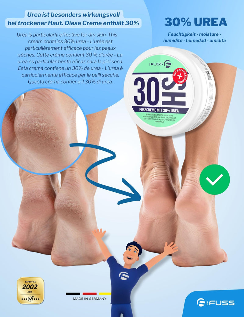 [Australia] - Mr. Fuss 30HS Cracked Ointment Feet Callus Removal with 30% Urea - Urea Cream for Dry Skin - Foot Repair Ointment Additionally with Propolis and Evening Primrose Oil - 200 ml 200 ml (Pack of 1) 