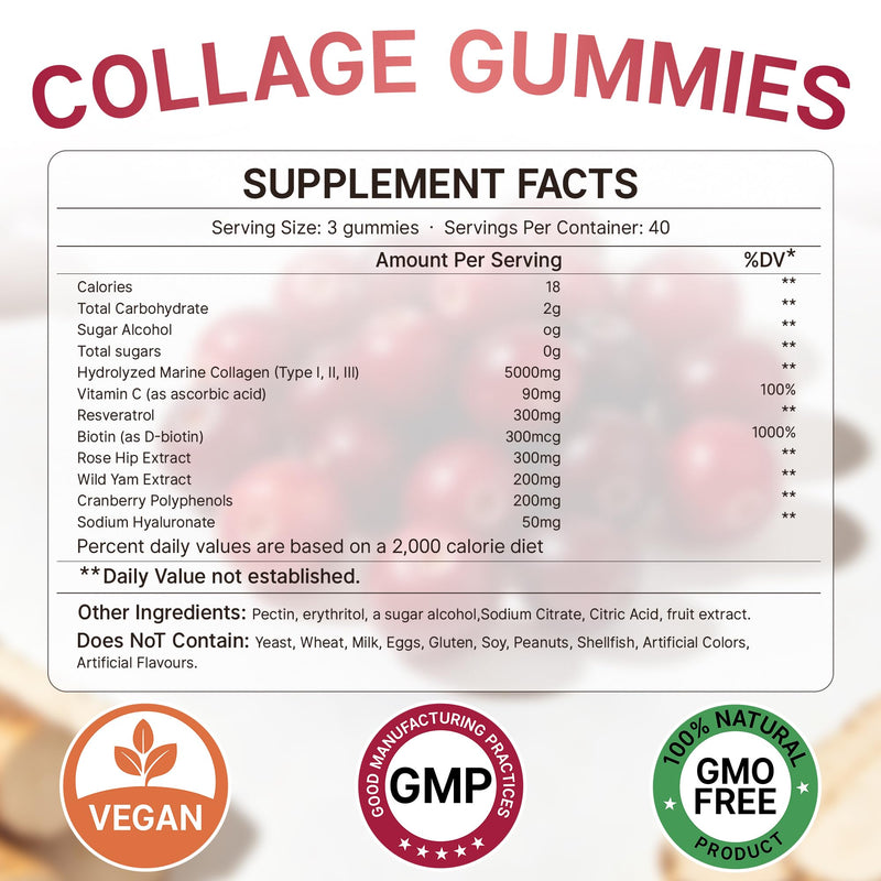 5000mg Hydrolyzed Marine Collagen -120 Count, Type I II III Collagen