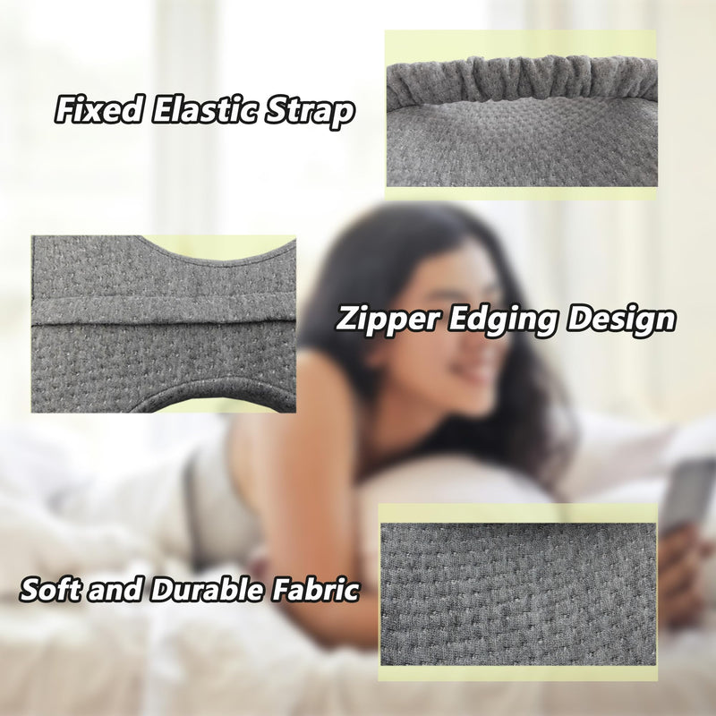 [Australia] - Replacement Pillowcase Pillow Cover with Fixed Elastic Strap for Knee Pillow-Cover ONLY (Grey) Grey 