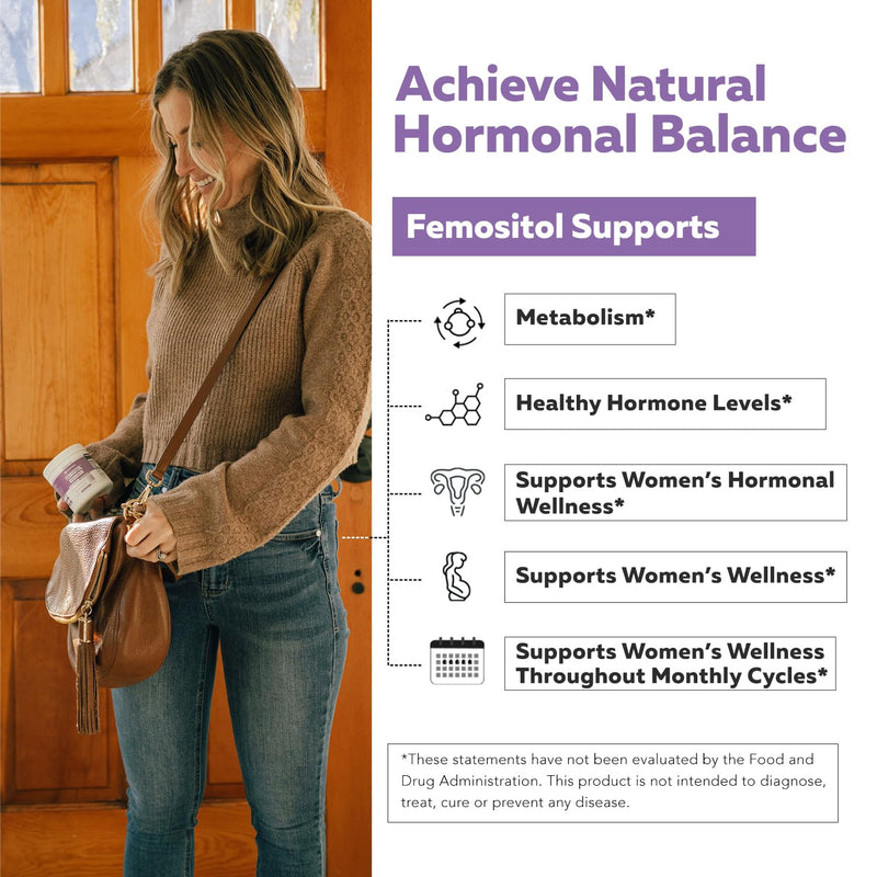 FemoSitol Inositol Powder | Myo-Inositol & D-Chiro Inositol Complex - Clinically Proven 40:1 Ratio (Vitamin B8) | Hormonal Balance & Healthy Ovarian Function Support (123 gram – 60 Servings) 4.34 Ounce (Pack of 1)