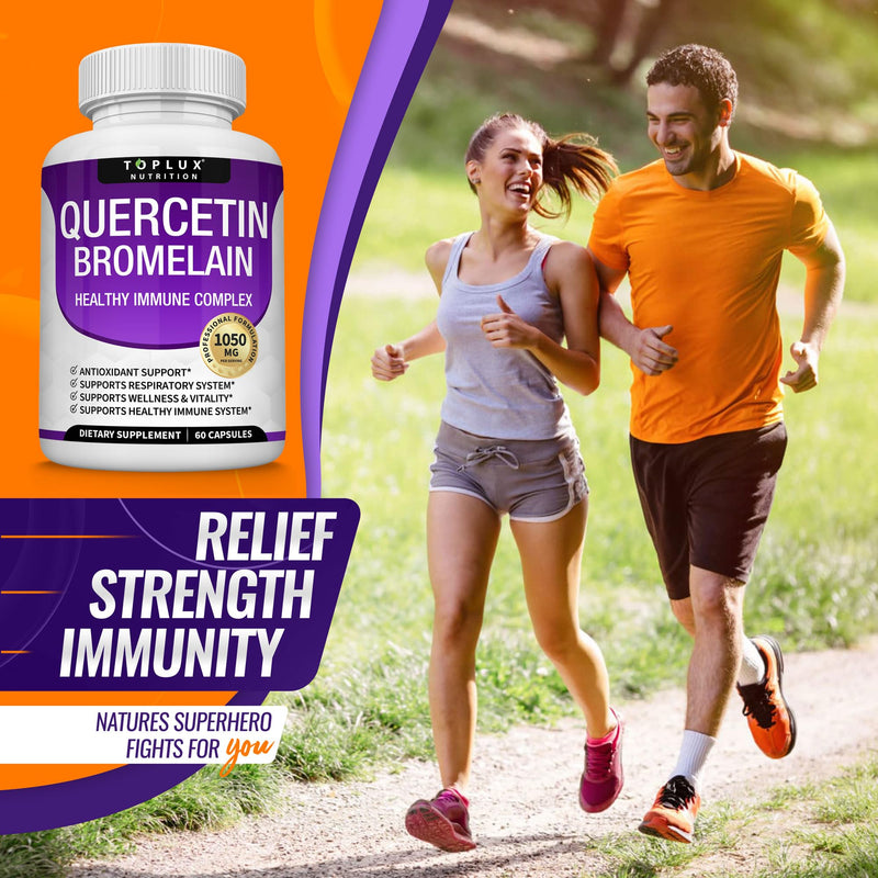 [Australia] - Toplux Quercetin with Bromelain and Zinc 1050mg - Advanced Immune Support Supplement, Supports Antioxidant, Immune System, for Men Women, 60 Capsules V1 