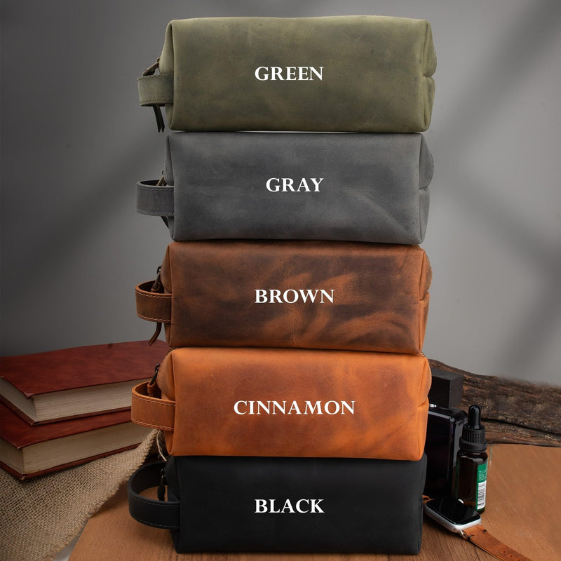 FRED PARKER Leather Toiletry Bag for Men – Dopp Kit, Multiple Purpose Use Travel Organizer, Groomsmen or Christmas Gift, Shaving Bag for Him (Standard, Brown, Medium: 7x3x3) Medium: 7x3x3" Classic