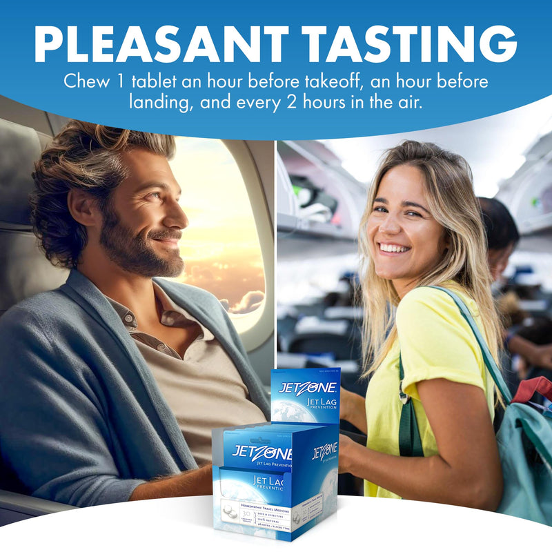 Jet Lag Remedy - Business & Vacation Homeopathic Travel Aid – Trusted for Over 18 Years - Immune – Circadian Rhythm - Fatigue – Exhaustion – Tired - Insomnia – Covers 48hrs Flying Time - 30 Chewables 30 Count (Pack of 1)