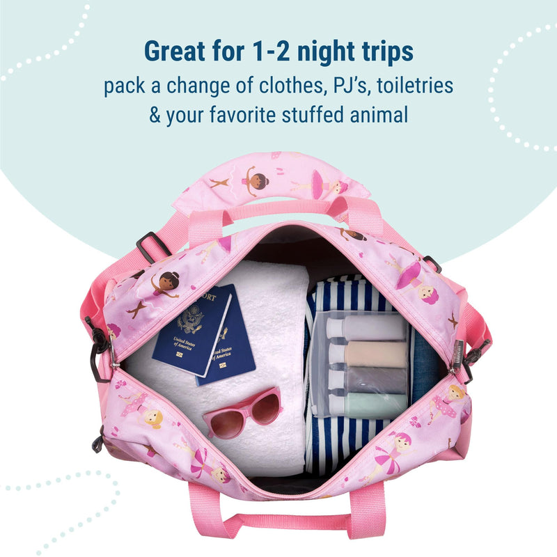 Wildkin Kids Overnighter Duffel Bag – Carry-On Travel Bag for School & Sleepovers, Lightweight, Durable, Boys & Girls Ages 4–15 – Ballerina