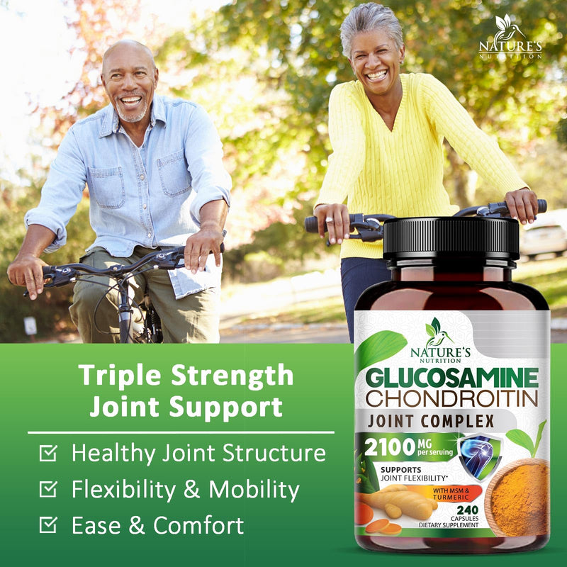 [Australia] - Glucosamine Chondroitin MSM Complex - Joint Support Supplement Turmeric & Boswellia, Triple Strength Glucosamine Capsules - Support for Joint Health & Mobility with Quercetin Bromelain - 240 Capsules 240 Count (Pack of 1) 