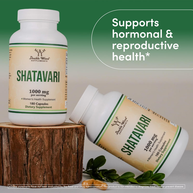 [Australia] - Organic Shatavari Capsules - 1,000mg Organic Shatavari Powder Per Serving (180 Capsules, 90 Day Supply) for Hormone Balance and Prolactin Production (Non-GMO, Gluten Free, Vegan Safe) by Double Wood 