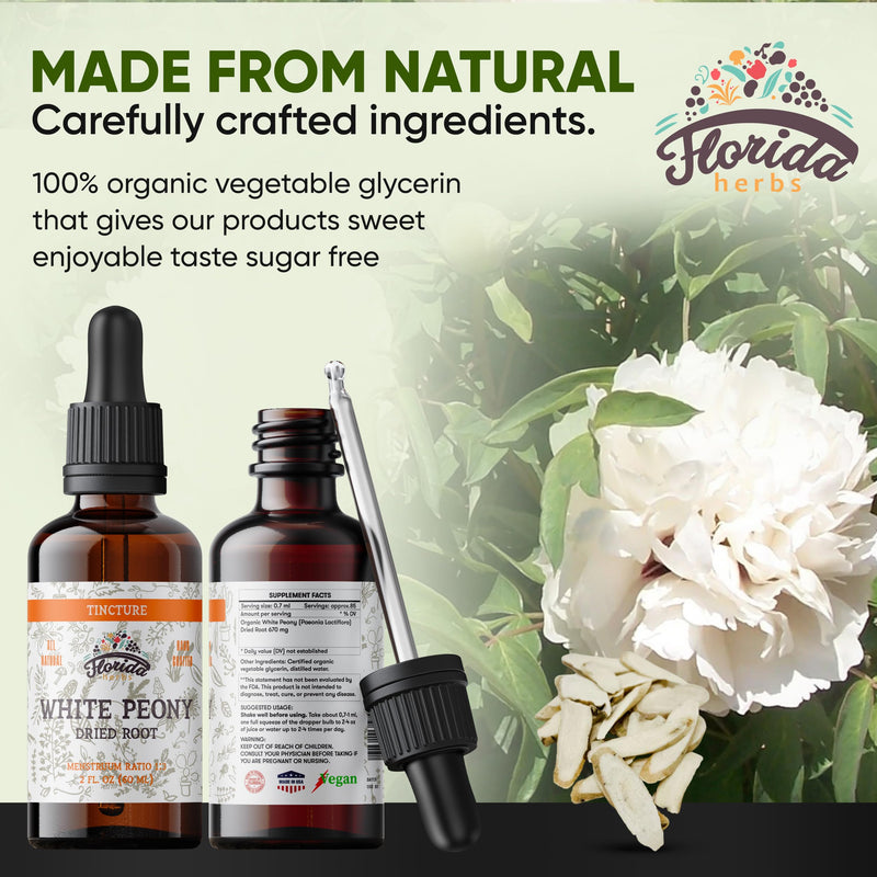 [Australia] - White Peony Tincture, Organic White Peony Extract (Paeonia Lactiflora) Root, Non-GMO in Cold-Pressed Organic Vegetable Glycerin 2 oz, 670 mg 2 Fl Oz (Pack of 1) 
