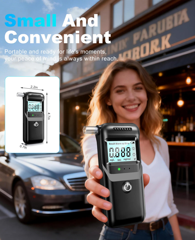 Breathalyzer, 2026 Upgraded Breathalyzers for Alcohol with LCD Digital Display, Personal Portable Alcohol Breathalyzer Tester for Home and Party Use, 5 Mouthpieces