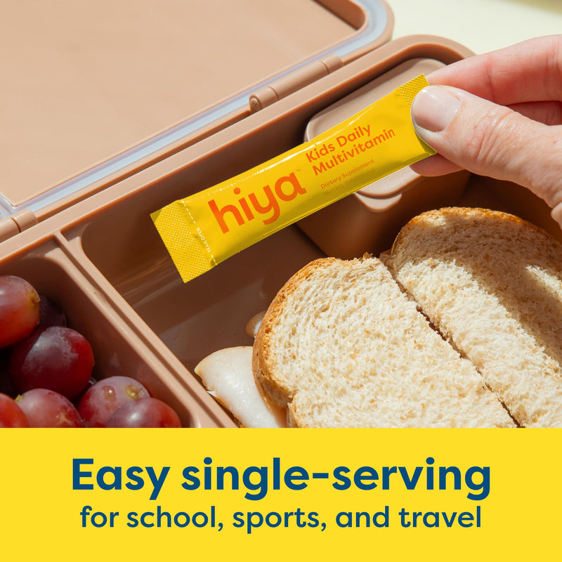 HIYA Kids Multivitamin, 20 Stick Packs for Toddlers & Kids, 0g Sugars | 15+ Essential Vitamins & Minerals with Fruits & Veggies for Ages 2+ Supports Growth, Development & Immune, Third Party Tested
