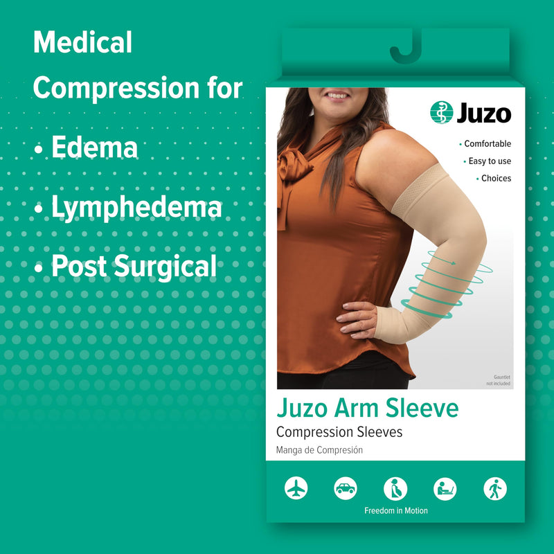 [Australia] - Juzo Soft 2001 20-30mmhg Standard Armsleeve with Silicone Top Band for Women, Regular 2 (II) Beige 