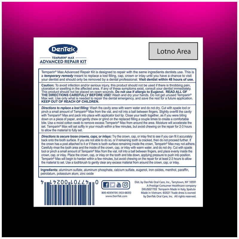 [Australia] - DenTek Temparin Max Advanced Dental Repair Kit, 13+ Repairs 1 Count (Pack of 1) 