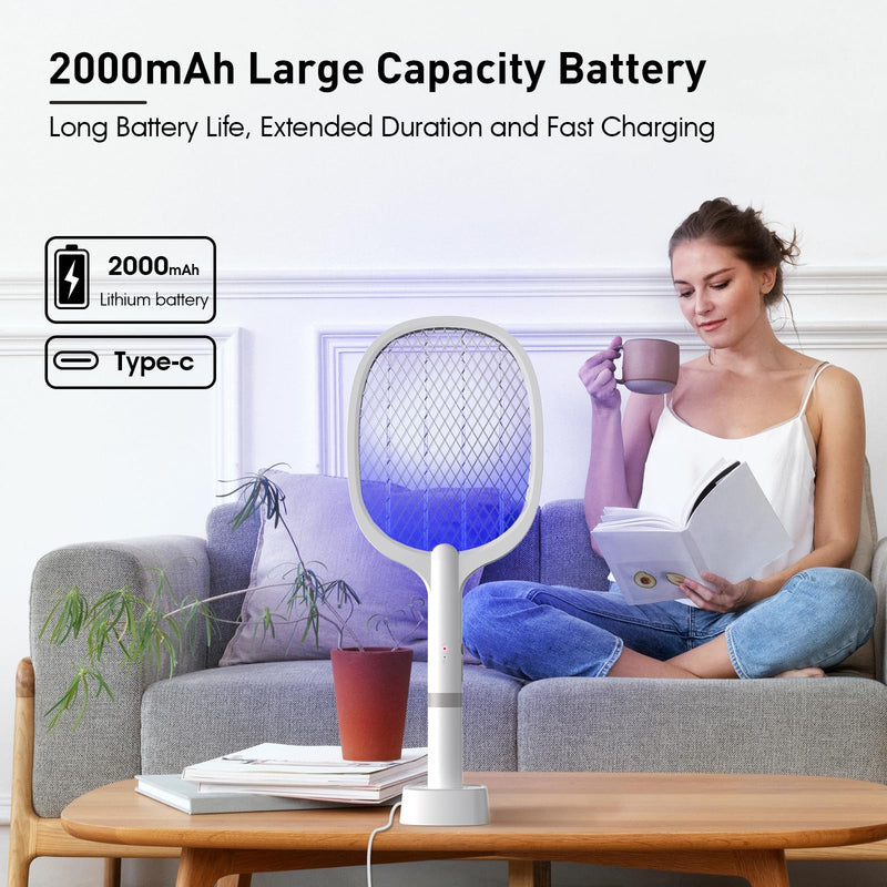 [Australia] - Bug Zapper Racket, Electric Fly Swatter Rechargeable Mosquito Zapper for Indoor and Outdoor - 2000mAh (1 Pack, 2000 mAh) 1 Pack, 2000 mAh 