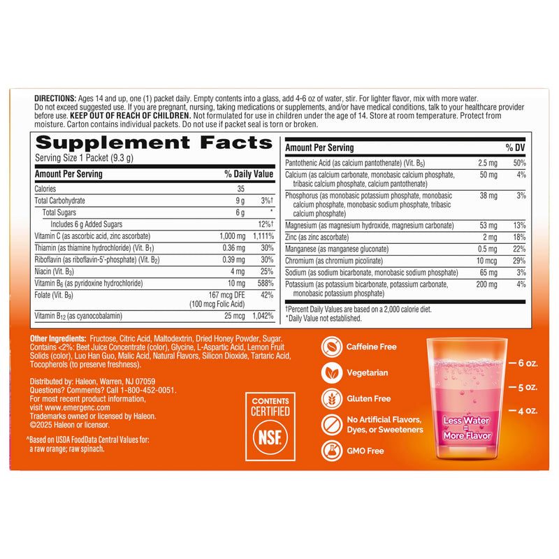 Emergen-C 1000mg Vitamin C Immune Support Powder, Pink Lemonade, 30 ct | B Vitamins for Energy, Zinc and Manganese, Vitamin D, Electrolytes, Natural Pink Lemonade Flavor 9.9 Ounce (Pack of 1)