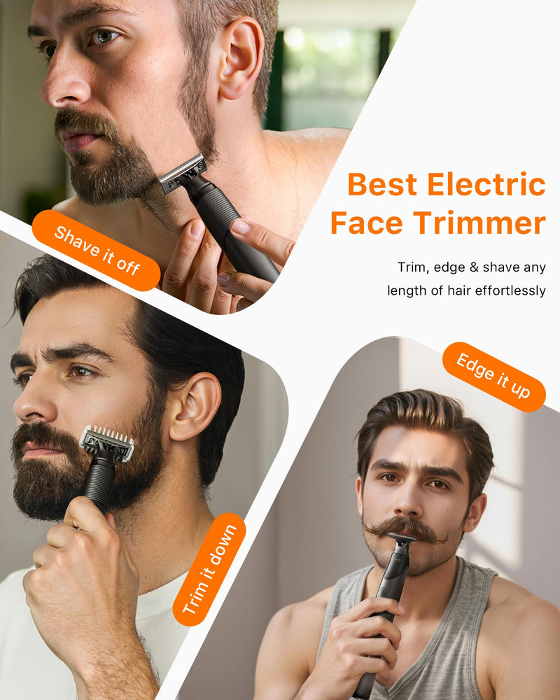 [Australia] - [2025 Upgraded] Beard & Nose Hair Trimmer Kit, [All-in-One] 12 in 1 Rotating Comb, Travel Body Hair Electric Shaver for Men, USB-C Fast Charging, Painless Razor Waterproof Wet/Dry, Black(Pack) Pack Version 