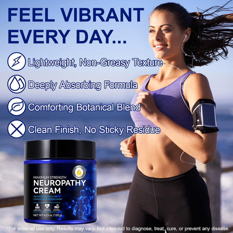 Neuropathy Cream 4.23 Fl Oz, Neuropathy Soothing Body Lotion, Cooling Cream for Legs Feet & Hands with Shea Butter Vitamin E & Lavender