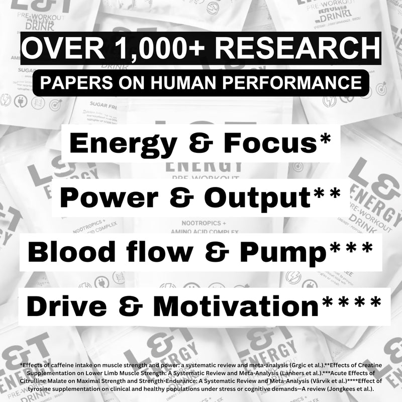 L&T Energy Pre Workout Powder - 13000mg with Caffeine, Creatine, Citrulline & Tyrosine - Sugar Free & No Tingles - Preworkout Energy Drink Men & Women (44 Servings, Orange) 44 Servings