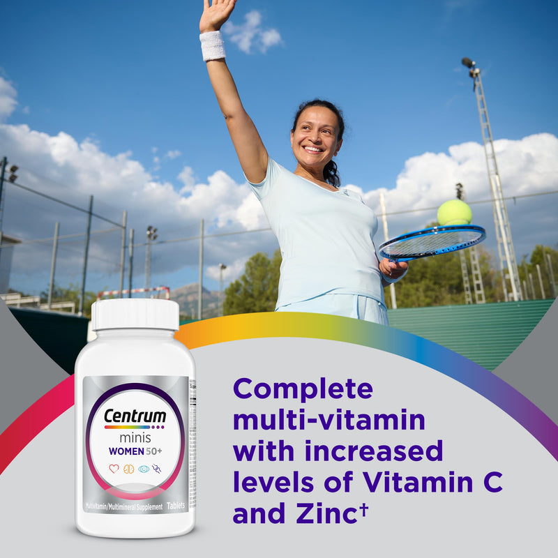 Centrum Minis Silver Women's Multivitamin, Women 50 and Over, 280 Tablets | Contains Vitamin D3, B Vitamins, Calcium, and Antioxidants, Non-GMO Ingredients, Supports Memory and Cognition, GLP-1 Support Unflavored 280 Count (Pack of 1)