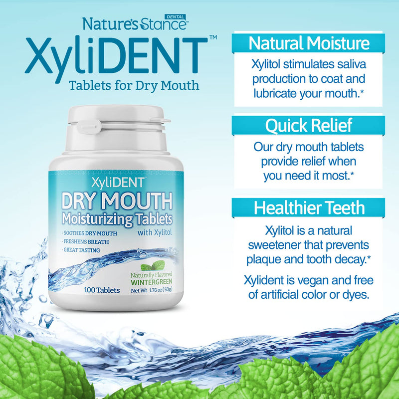 [Australia] - Nature's Stance XyliDENT Xylitol Tablets for Dry Mouth Relief - Stimulates Saliva, Freshens Breath, Reduces Acid Production, Fast Acting Relief, 100 Count (Wintergreen) Wintergreen 100 Count (Pack of 1) 