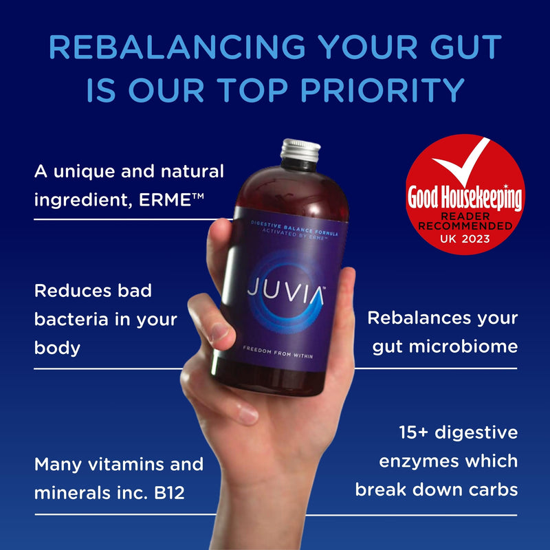 JUVIA Digestive Enzyme Supplement - Aids Gut Health, Over 15 Digestive Enzymes and B12 to Aid Digestive Health Immunity Metabolism, Energy, Bloating Relief, 60 Servings 30 Day Supply, x2 450g Bottles 450 ml (Pack of 2)