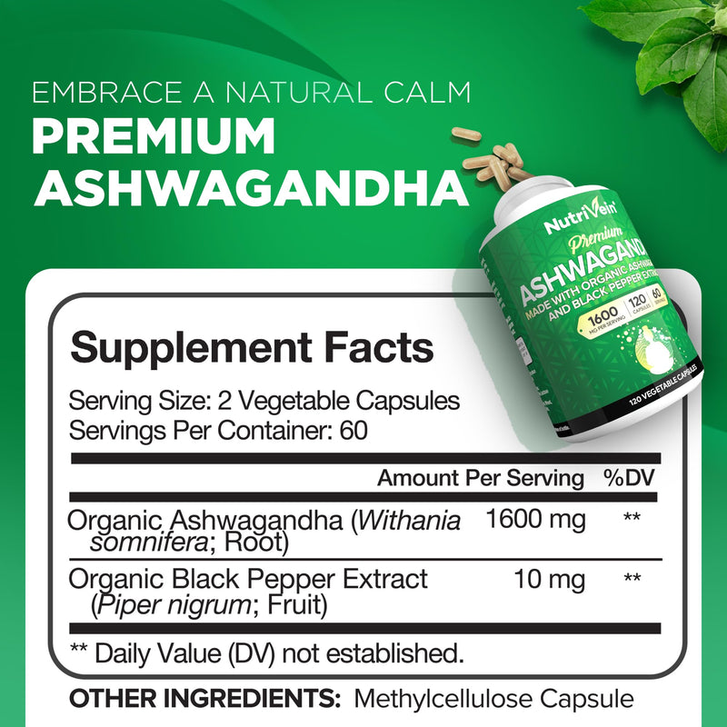 Nutrivein Premium Ashwagandha Capsules & Resveratrol Supplement Bundle: High-Absorption Resveratrol Capsules and Ashwagandha Supplements for Balance, Vitality, & Repair