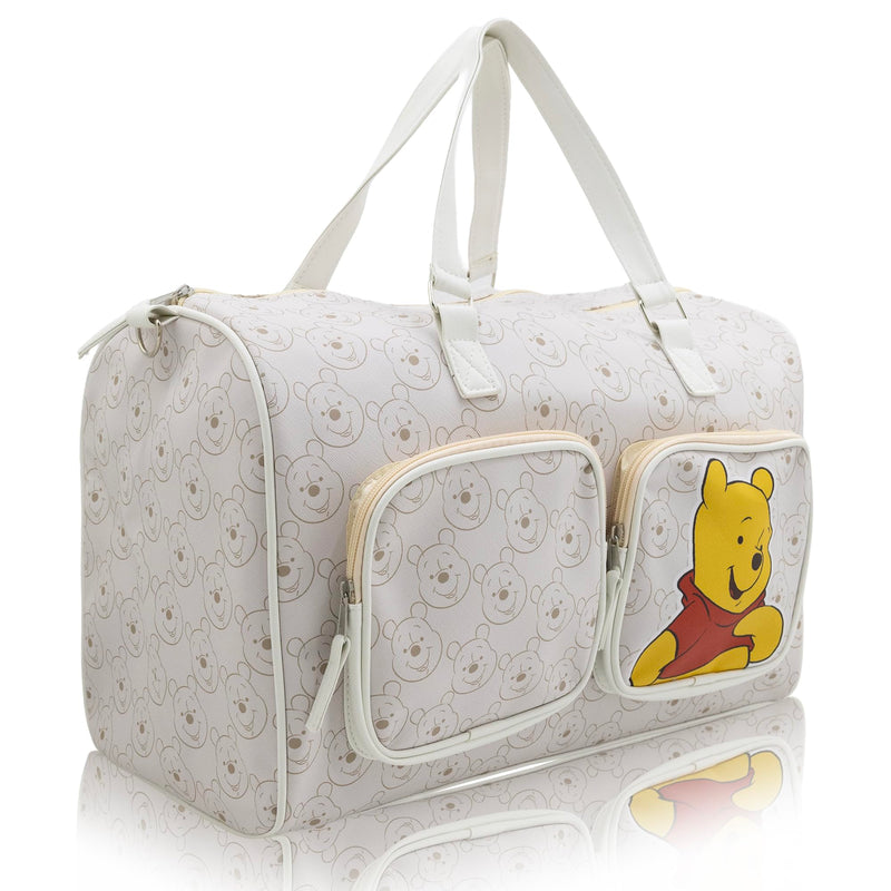 Disney Winnie the Pooh Duffle Bag for Women, Men & Adults | 20 Inch Saffiano PU Leather Travel Overnighter, Weekender & Overnight Bag | Classic Premium Carry-On Luggage Gift, Officially Licensed