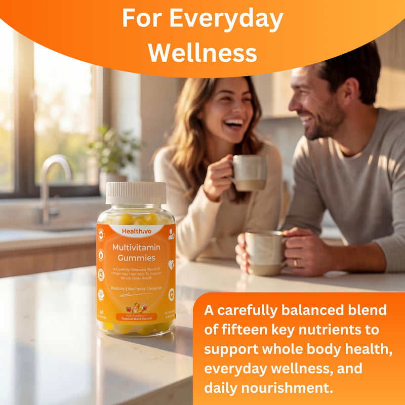 Multivitamin Gummies Women & Men, 60 Vegan Gummies, Sugar Free | Adult Multivitamin Gummies, 15-in-1 Multivitamins and Minerals, Chewable, Multi Vitamin Gummies Mango Flavour, 1 Month Supply