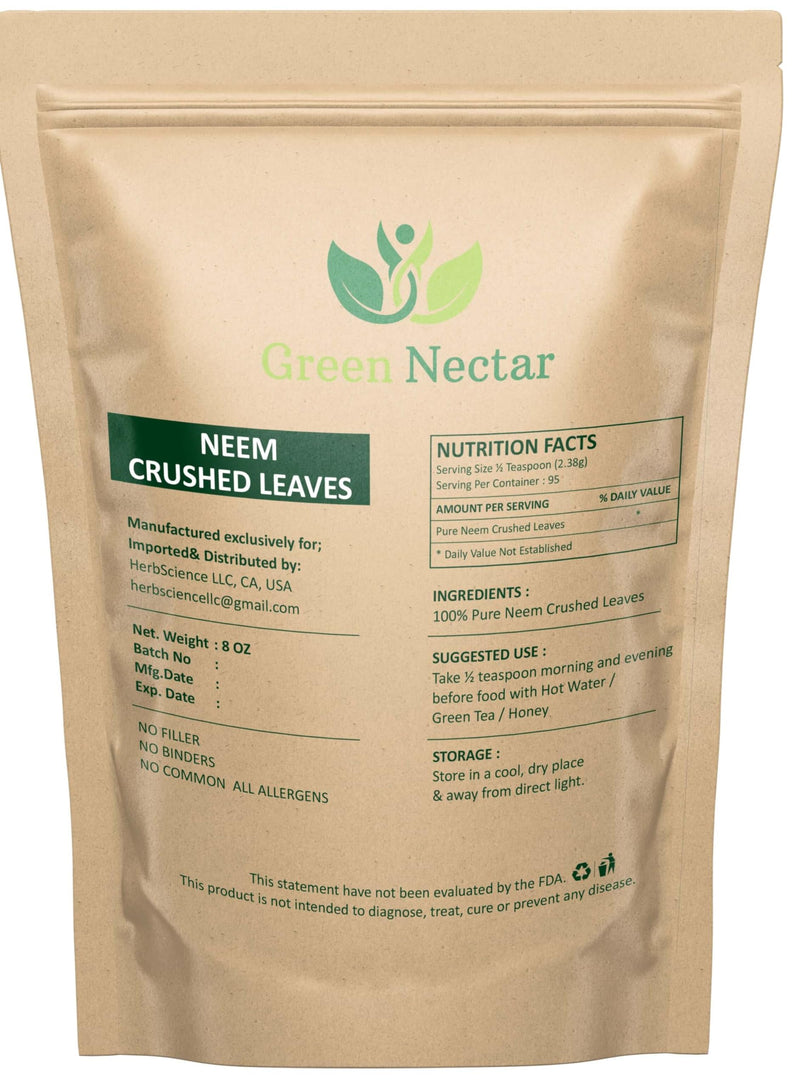 [Australia] - Neem Leaf 8 Oz | 100% Natural Detox Neem Tea | Crushed Neem Leaves | Azadirachta Indica Leaf | Margosa Leaves | Non-GMO, Gluten Free (8 Oz - 1 Pack) 