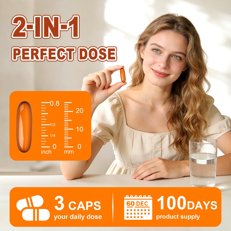 Pumpkin Seed Oil Capsules, Cold Pressed, Pure Virgin Oil, 300 Softgels Essential Fatty Acids & Phytosterols, 100 Days Supply Benefits for Hair Health, Non-GMO