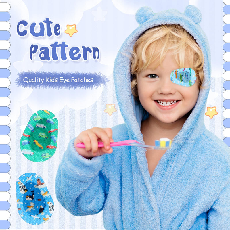 [Australia] - 100 Pcs Adhesive Eye Patches for Kids Boys 20 Styles Breathable Boy Eye Patch Bulk Light Blocking Cotton Adhesive Bandages for Toddler Boys, 3 x 2 Inch 100 