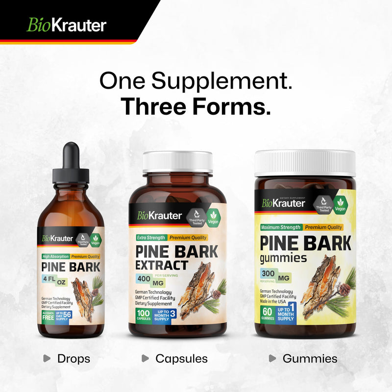 [Australia] - Pine Bark Extracts Tincture - Rich in Antioxidants Liquid Supplement - 400 mg Organic French Maritime Pine Bark Extract Drops - Vegan, Alcohol & Sugar Free Extract - 2 Months Supply 4 Fl Oz (Pack of 1) 